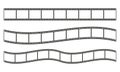 Film strip frame or border set. Photo, cinema or movie negative. Vector illustration. Royalty Free Stock Photo